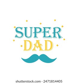 Happy Father's Day lettering for dad and children silhouettes. Vector greeting card with a nice message of Father's Day.