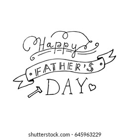 Happy fathers day lettering design. Modern brush style for greeting cards, banners, t-shirt design. Isolated on white