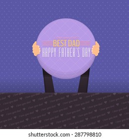 Happy Father's Day Lettering, Flat Signboard Hold Hand