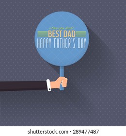 Happy Father's Day Lettering, Flat Ellipse Signboard Hold Hand