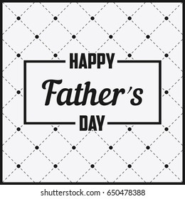 Happy Father`s Day - lettering in frame. Greeting card for Dad, template for poster, banner, postcard. Illustration on dots with dashed lines. Polka dotted backdrop. Vector.