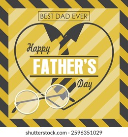 Happy father's day with lettering, glasses, heart and necktie
