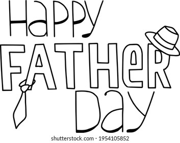 Happy father's day lettering greeeting card. Hand draw. Vector illustration. 