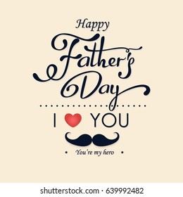 Happy Fathers Day lettering greeting. Vector background