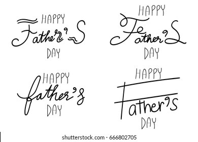 Happy Father's day lettering hand drawing quote set vector illustration