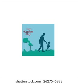 Happy fathers day .Happy Fathers Day lettering fathers Illustration day Beautiful Springtime Illustration with Father and Child. Happy Father's Day illustration design with Gold background for Banner