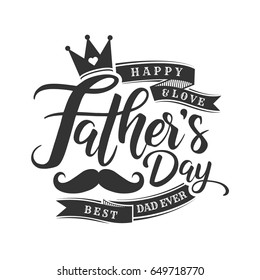 Happy fathers day lettering isolate on white background