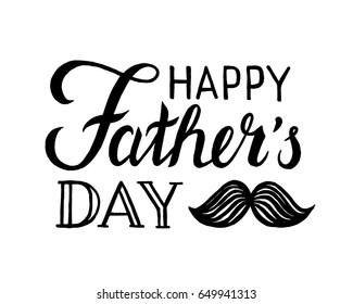 Happy Fathers day lettering with mustache isolated on white
