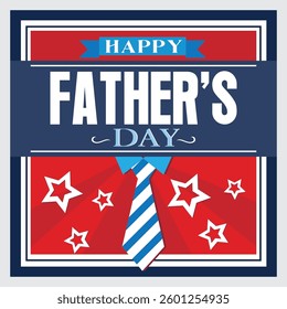 Happy father's day with lettering, necktie and stars