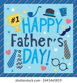 Happy father's day with lettering and ornaments