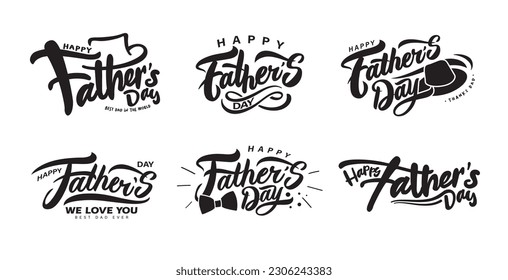 Happy Father's Day lettering set. Handmade calligraphy vector illustration.