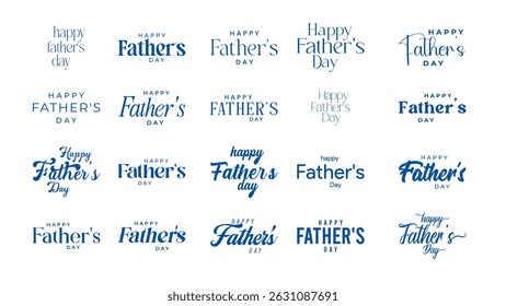 Happy Fathers Day lettering set. Handmade calligraphy vector illustration. Mother's day text set with different fonts. Father's day greeting cards 