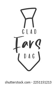 Happy father's Day lettering in Swedish and tie. Cartoon. Vector illustration. Isolated on white background