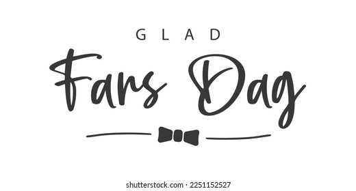 Happy father's Day lettering in Swedish and bow-tie. Cartoon. Vector illustration