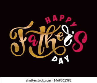 Happy Fathers Day lettering typography set for postcard, card, invitation. Greeting card. Vector illustration EPS 10. Dad, daddy logo, badge, icon. Calligraphy banner on textured background.