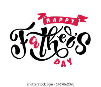 Happy Fathers Day lettering typography set for postcard, card, invitation. Greeting card. Vector illustration EPS 10. Dad, daddy logo, badge, icon. Calligraphy banner on textured background.