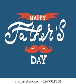 "Happy Fathers Day" lettering typography set for postcard, invitation. Greeting card. Calligraphy banner on textured background.