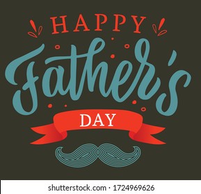 Happy Fathers Day lettering typography set for postcard, card, invitation. Greeting card. Vector. Logo, badge, icon. Calligraphy banner.