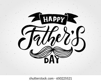 Happy Fathers Day lettering typography set for postcard, card, invitation. Greeting card. Vector illustration EPS 10. Dad, daddy logo, badge, icon. Calligraphy banner on textured background.