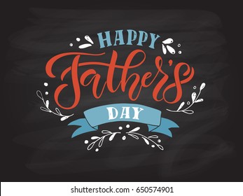 Happy Fathers Day lettering typography set for postcard, invitation. Greeting card. Vector illustration EPS 10. Dad, daddy logo, badge, icon. Calligraphy banner on textured background.