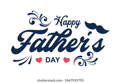 Happy Father's Day lettering vector. Handmade calligraphy vector illustration. Father's Day card with heart	