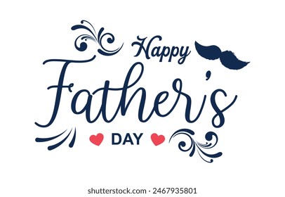 Happy Father's Day lettering vector. Handmade calligraphy vector illustration. Father's Day card with heart	