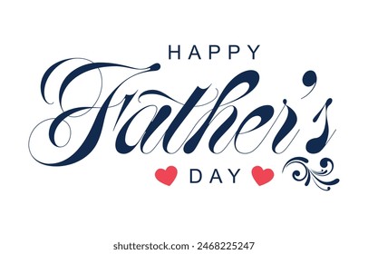 Happy Father's Day lettering vector. Handmade calligraphy vector illustration. Father's Day card with heart	