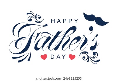 Happy Father's Day lettering vector. Handmade calligraphy vector illustration. Father's Day card with heart	