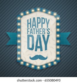 Happy Fathers Day Light Banner With Ribbon