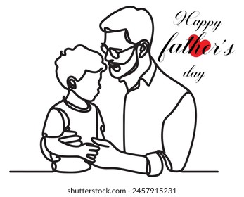 Happy Father's Day line art illustration.