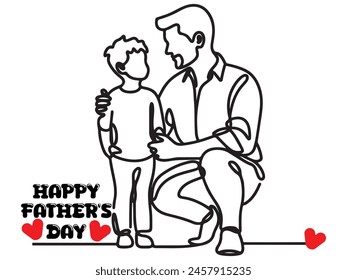 Happy Father's Day line art illustration.