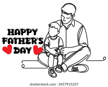 Happy Father's Day line art illustration.