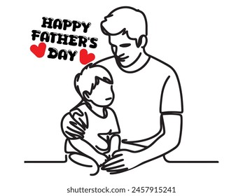 Happy Father's Day line art illustration.