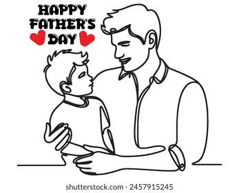 Happy Father's Day line art illustration.