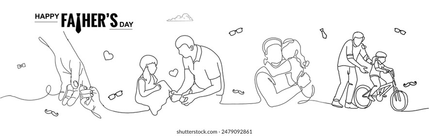 Happy Father's Day, line art, illustration