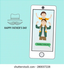 Happy father's day  with linear style symbol
