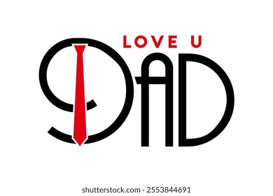 Happy fathers day logo badge sticker vector, love you dad text vector.