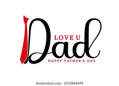 Happy fathers day logo badge sticker vector, love you dad text vector.