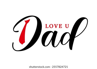 Happy fathers day logo badge sticker vector, love you dad text vector.