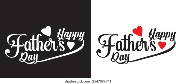 Happy Father's Day logo design, Handwritten text with Father's Day with love vector logo, love for fathers.