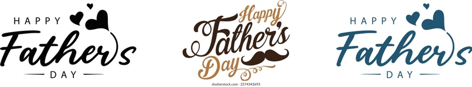 Happy Father's Day logo design and typography, Handwritten text with Father's Day with love vector logo design