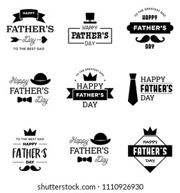 Happy Father's Day Logo, Emblem, Badge, Sticker, Label Set