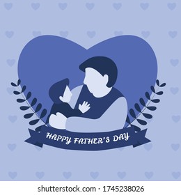 Happy father's day love family son heart vector illustration