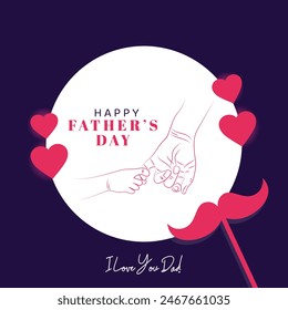 Happy father's day i love you dad hand draw greeting card social media post design