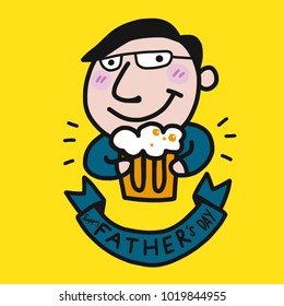 Happy father's day man with beer cartoon vector illustration