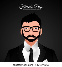 Happy Father's Day man in a black suit background