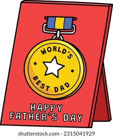 Happy Fathers Day Medal Cartoon Colored Clipart 