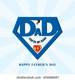 Happy Father's Day. Men face icon or symbol design base on super hero concept. Super Dad icon. Vector illustration.