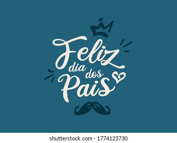 Happy fathers day moustache lettering crown vector type typography art blue vector vintage