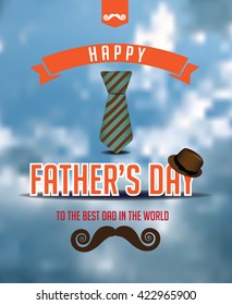 Happy Fathers Day mustache fedora design. EPS 10 vector